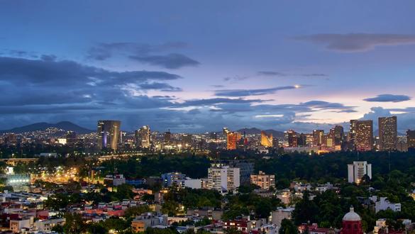 panoramic night view of mexico city in the polanco area