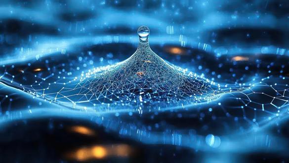 blue water drop icon with digital design for artificial intelligence in hydrology environmental monitoring and sustainable resource management