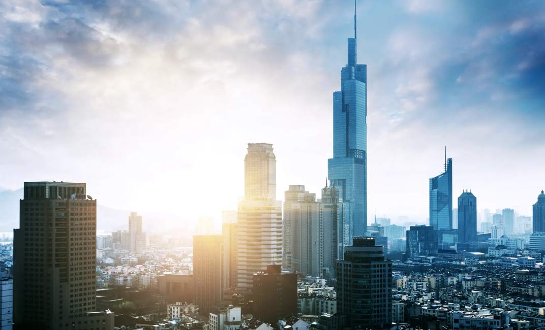 Nanjing skyline with sunset,China