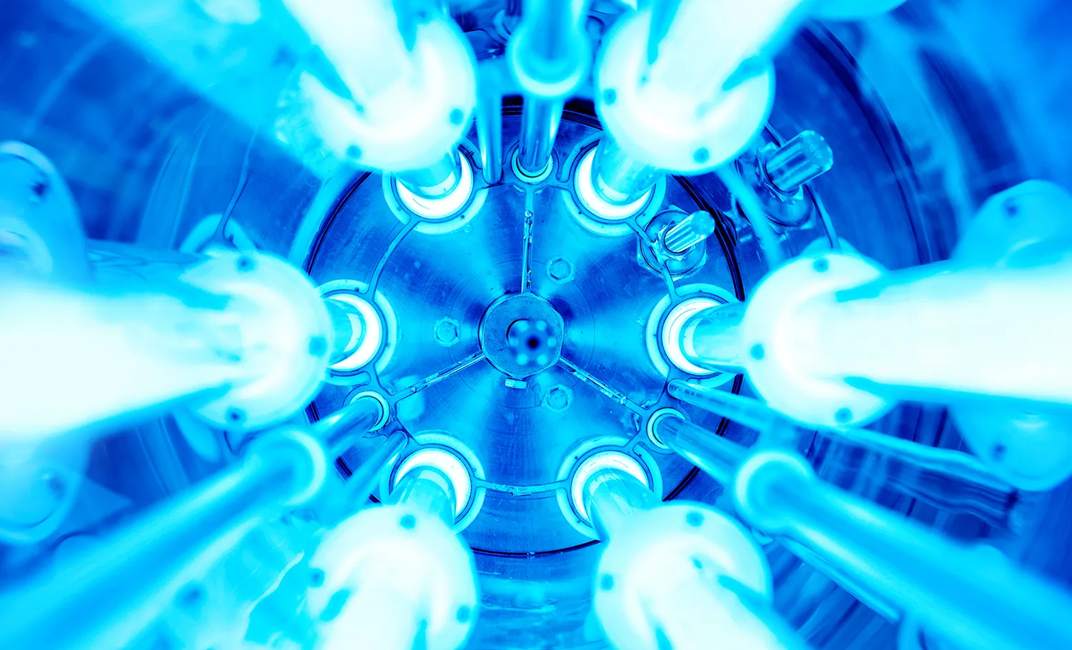Ultraviolet lamps in a water disinfection plant